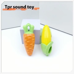 Eco-Friendly Interactive Dog Toy Durable TPR Resistant Corn Training Grinding Sound Toy with Rope and Rubber for Play