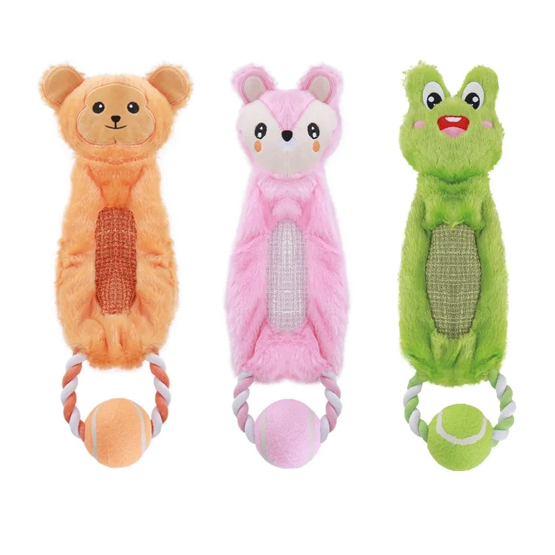 Wholesale Custom Pet Dog Toys 2025 No Stuffing Crinkle Fox Frog Ball Luxury Interactive Plush Squeaky Pet Dog Chew Toys for Dogs