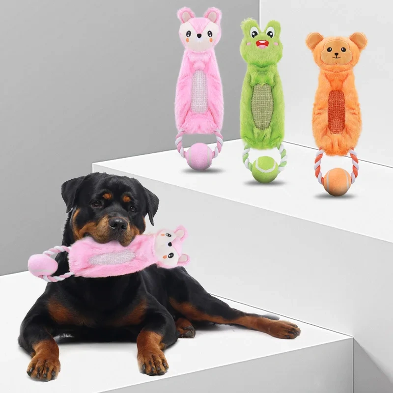 Wholesale Custom Pet Dog Toys 2025 No Stuffing Crinkle Fox Frog Ball Luxury Interactive Plush Squeaky Pet Dog Chew Toys for Dogs