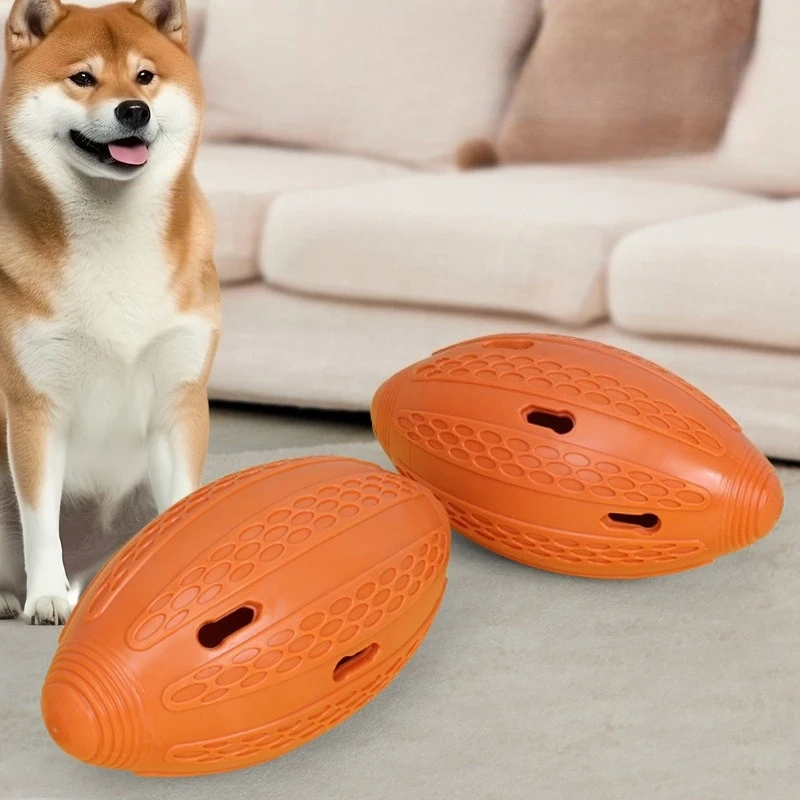 Durable Bite-resistant Rubber Dog Playing Puppy Chew Ball Safety Funny Football Dog Toy