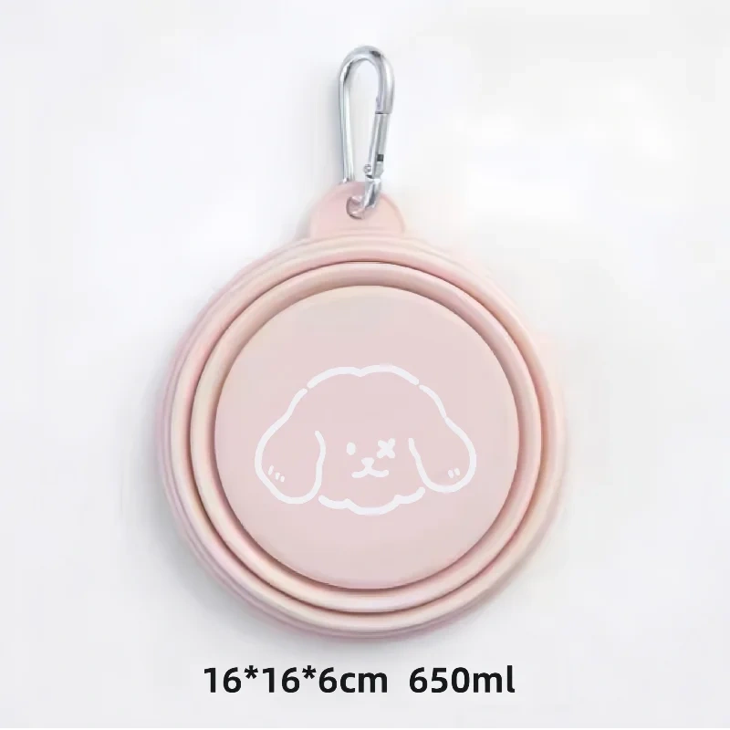 Dog Pet Folding Silicone Bowl 350ml/650ml Outdoor Travel Foldable Portable Cat Food Water Container Feeding Tray Bowls