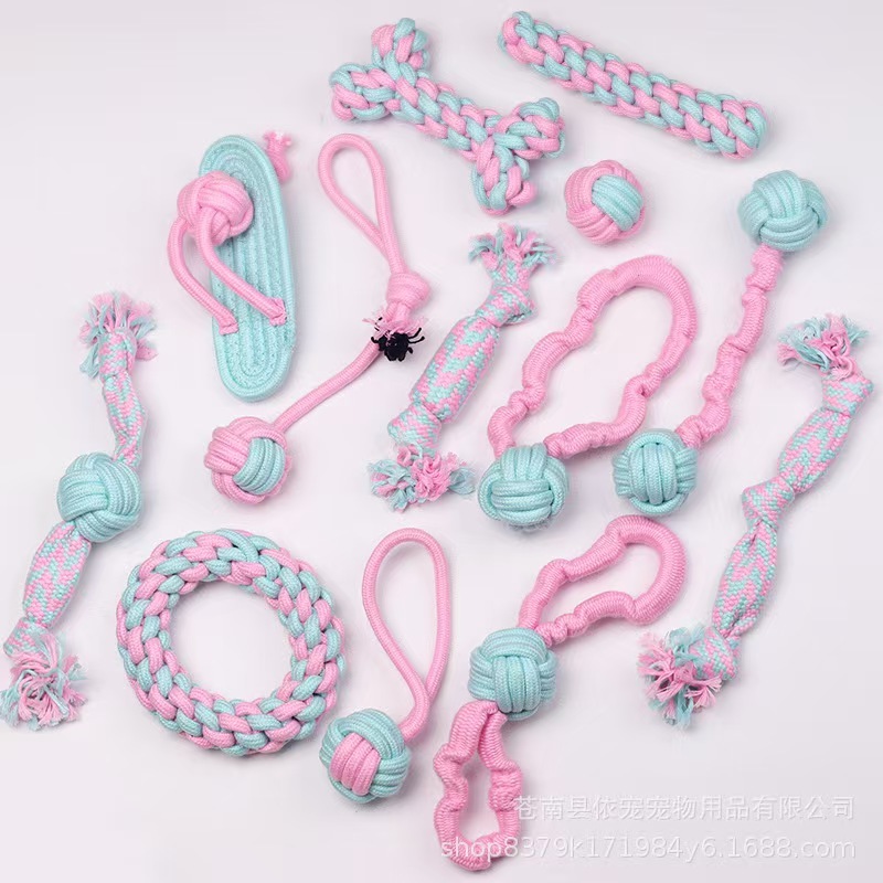 Custom Pet Dog Chew Toy Pack Set Ball  Cotton Rope