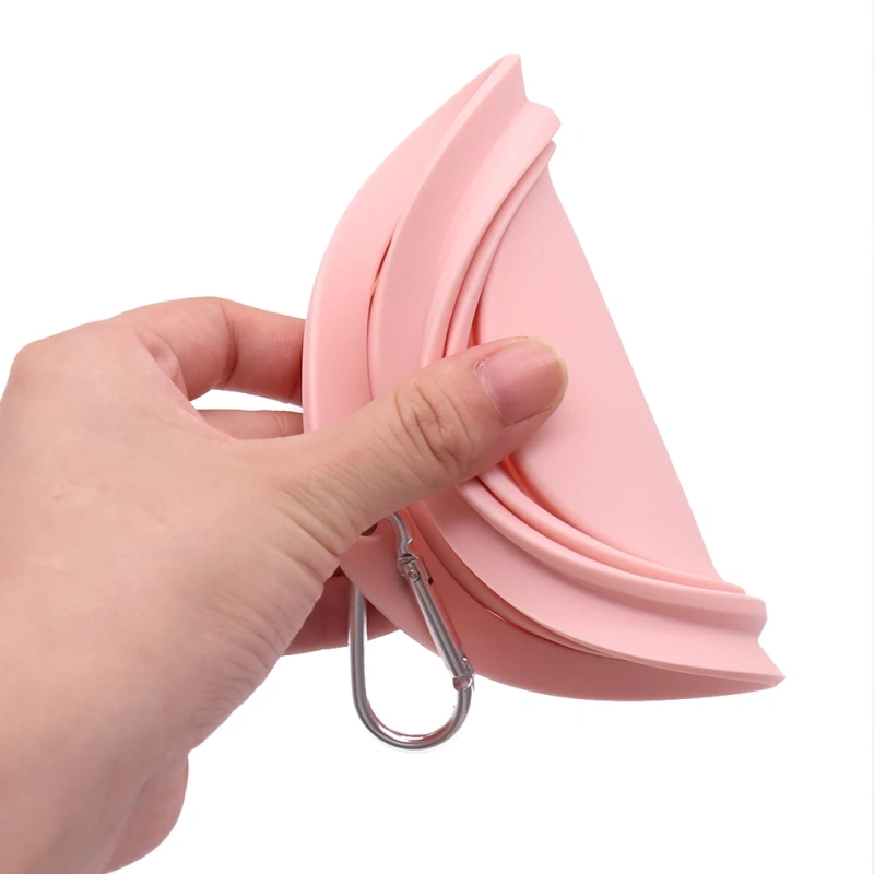 Collapsible Pet Silicone Dog Food Water Bowl  Macaron Color Outdoor Travel Portable Folding Supplies Dishes with Carabiner
