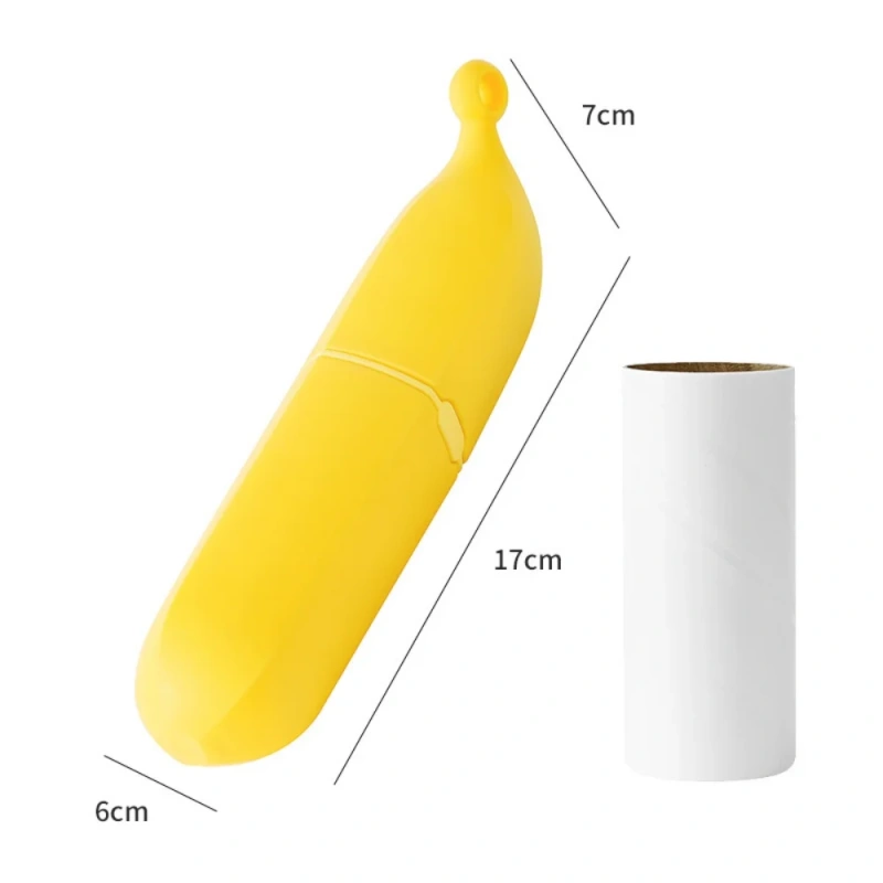 Banana-Shaped Cartoon Cat Lint Roller Two-in-one Static Brush Reusable Pet Hair Remover for Clothing Furniture Carpet Cleaning