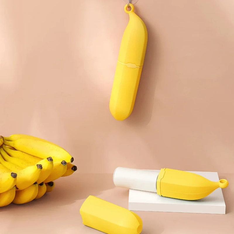 Banana-Shaped Cartoon Cat Lint Roller Two-in-one Static Brush Reusable Pet Hair Remover for Clothing Furniture Carpet Cleaning