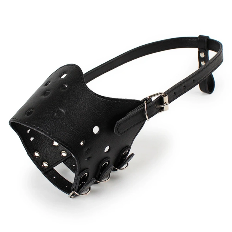 Anti Barking Dog Muzzle for Small Large Dog Adjustable Breathable Soft Pu Leather Pet Mouth Muzzles Dog Anti-biting Pet Supplies