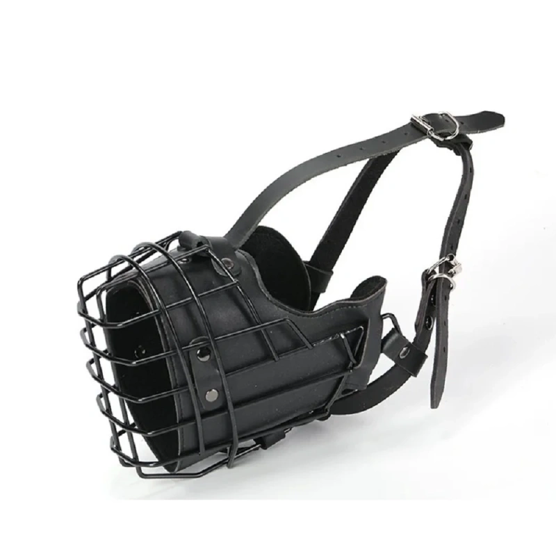 Tactical Mouth Cage German Wrangler Working Dog Training Big Dog Anti Bite Impact Practical Stainless Steel Cowhide Mouth Cover