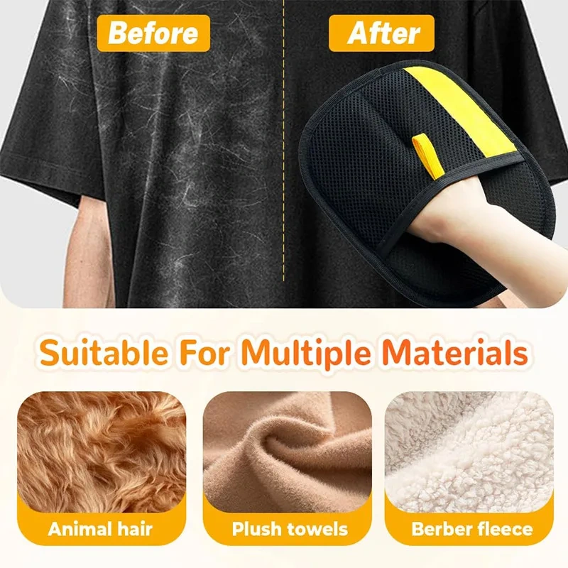 New Pet Hair Remover Pet Hair Remover Electrostatic Gloves Hair Adsorption Tool Reusable Washable Cats Dogs Hair Brush Household