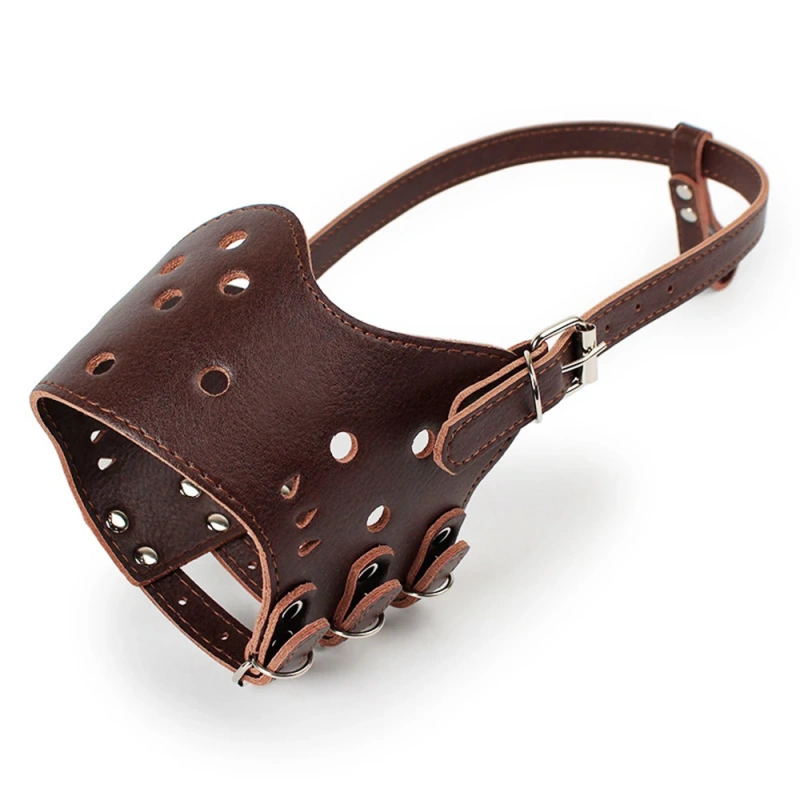 Anti Barking Dog Muzzle for Small Large Dog Adjustable Breathable Soft Pu Leather Pet Mouth Muzzles Dog Anti-biting Pet Supplies