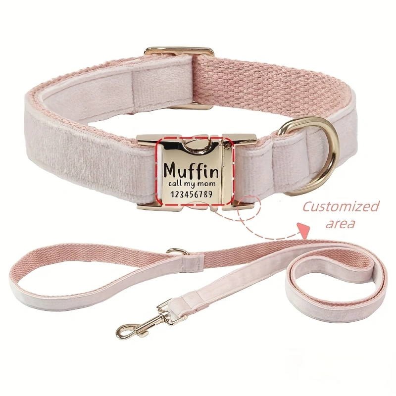 Personalized Dog Collar with Name and Phone Number Engraved,Adjustable Custom Puppy Collar,Organic  Pet Collar for Small Medium