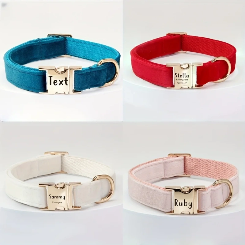Personalized Dog Collar with Name and Phone Number Engraved,Adjustable Custom Puppy Collar,Organic  Pet Collar for Small Medium