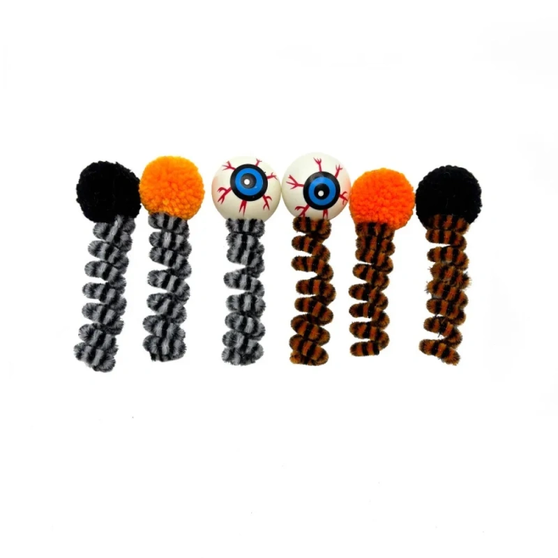 Pet Supplies Bite Resistant Halloween Cat Toys Spiral with Plush Ball Eyeball Spring Toy Yarn Cat Teasing Toys Festival