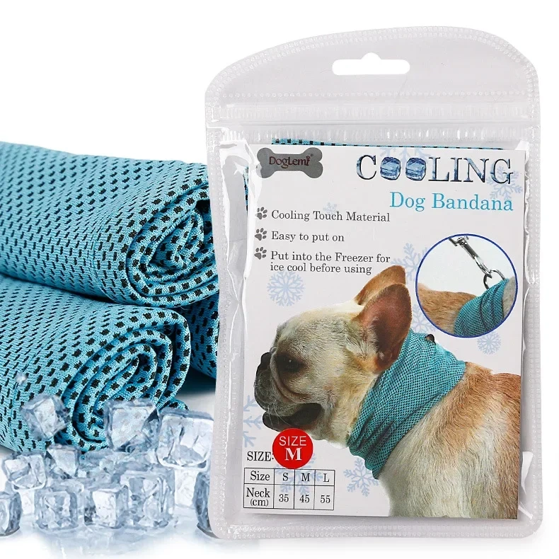 Collar de perro de hielo de verano, Bandana de enfriamiento instantáneo físico reutilizable con orificio de correa para evitar