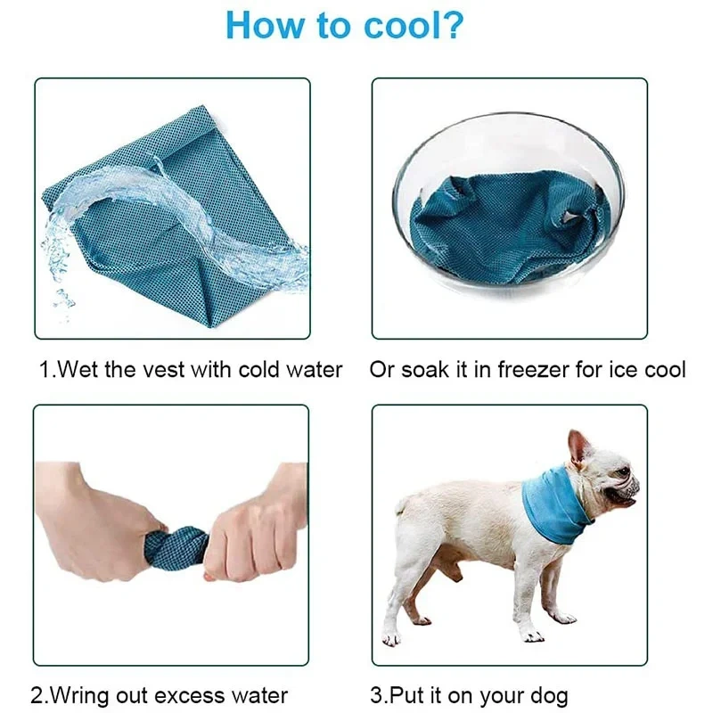 Collar de perro de hielo de verano, Bandana de enfriamiento instantáneo físico reutilizable con orificio de correa para evitar