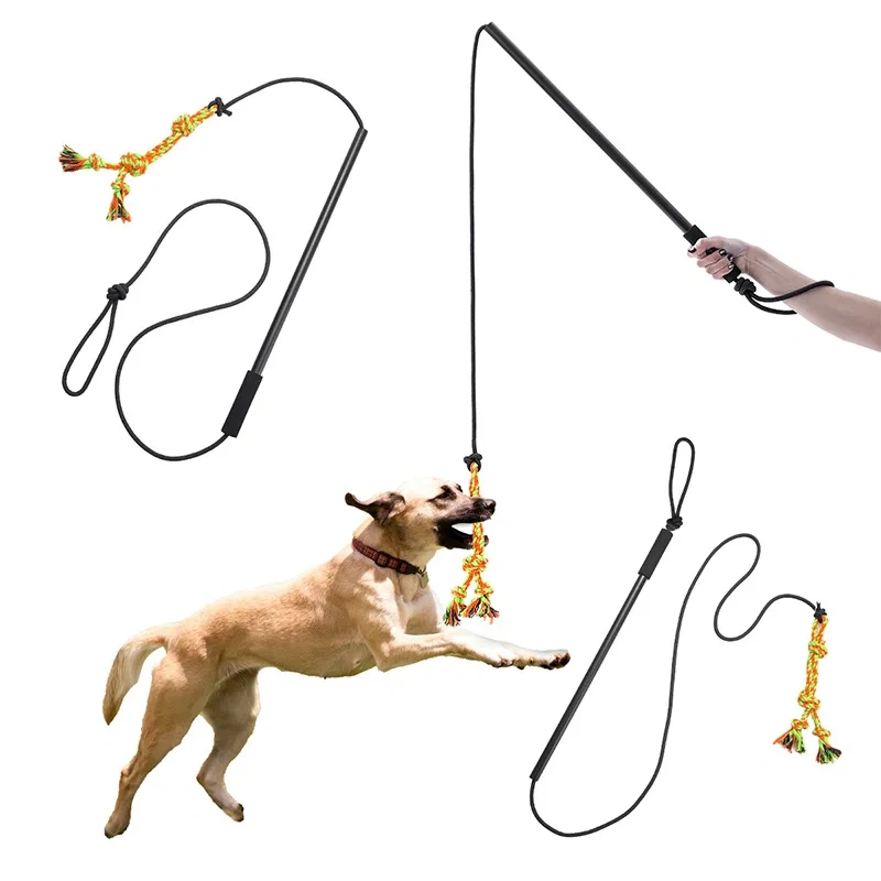 Dog Wand Eco-Friendly Pet Training Pole Dog Wand Retractable Plastic Cat & Dog Teaser Stick Pulling Pole for Pet Entertainment