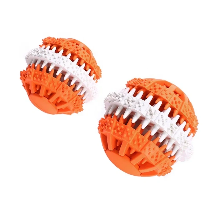 Custom Indestructible Tooth Cleaning Pet Chewer Snack Clipped-In Dog Toy Revolving Design Spiky Rubber Chew Ball