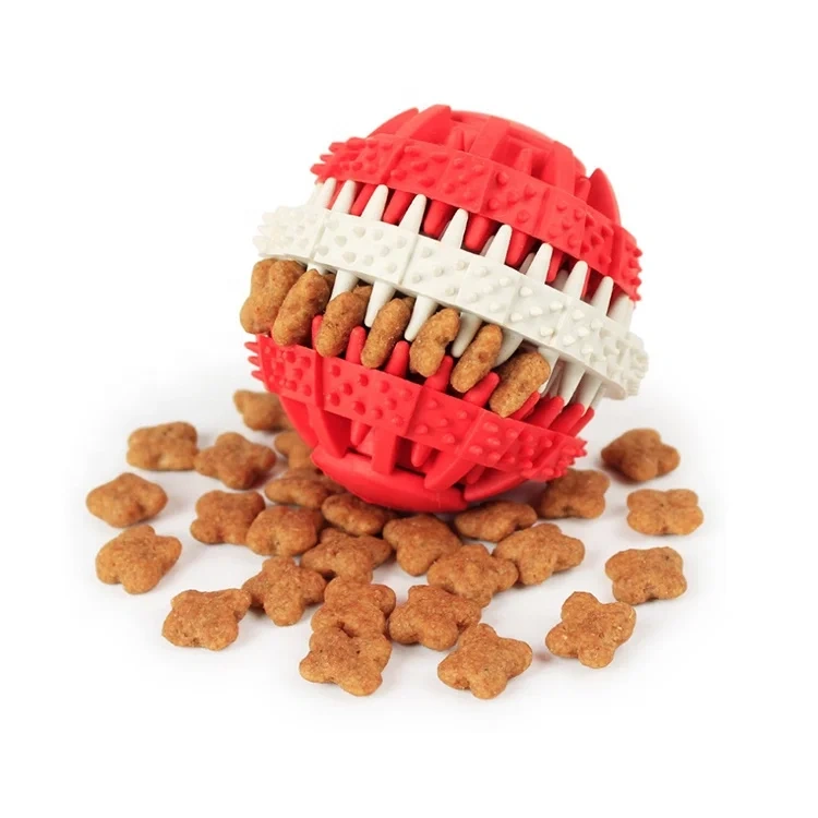 Custom Indestructible Tooth Cleaning Pet Chewer Snack Clipped-In Dog Toy Revolving Design Spiky Rubber Chew Ball