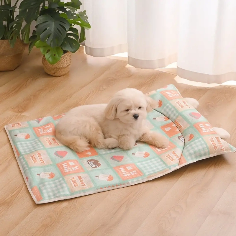 Cartoon Pattern Cooling Pet Mat Ice Silk Breathable Pet Cooling Pad Washable Scratch Resistant Anti-Slip Pet Pad Use