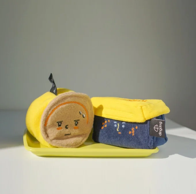 Cute hidden food leaky pet sound paper sound toy canned dog plush toy