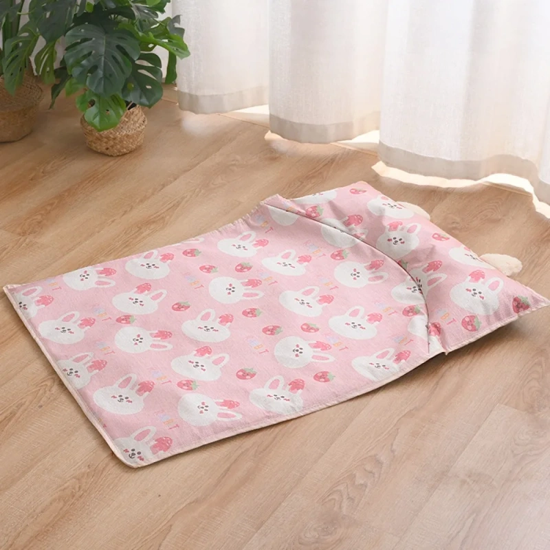 Cartoon Pattern Cooling Pet Mat Ice Silk Breathable Pet Cooling Pad Washable Scratch Resistant Anti-Slip Pet Pad Use
