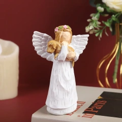 White Wing Angel Resin Sculpture Holding Dog European Style Memorial Souvenir for Amazon Cross Border