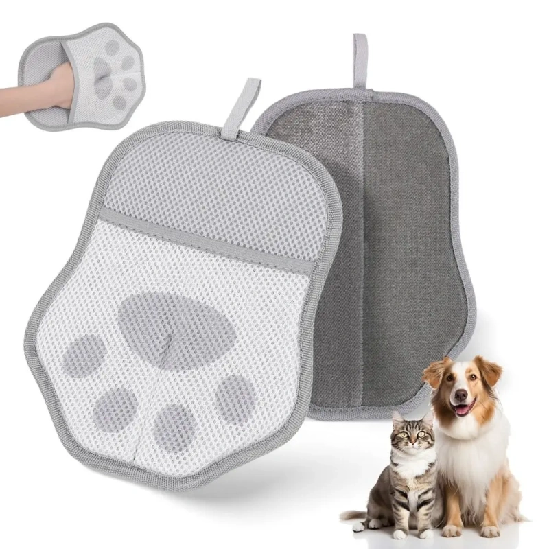 New Two-way Pet Hair Removal Gloves Washable Anti-slip Static Dust Brush Reusable Mesh Cloth Pet Grooming Gloves Home