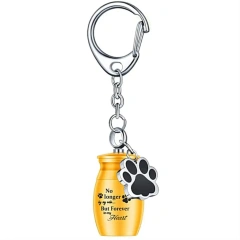 Paw Print Pet Urns Keychain Stainless Steel Waterproof Dog Ashes Keepsake Pet Puppy Wear Resistant Pet Urns Keyring Memorial