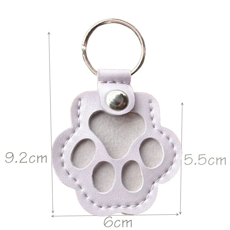 Leather Memorial Pet Hair Storage Bag Cat Paw Keychain Handmade Homemade Pet Memorial Keychain