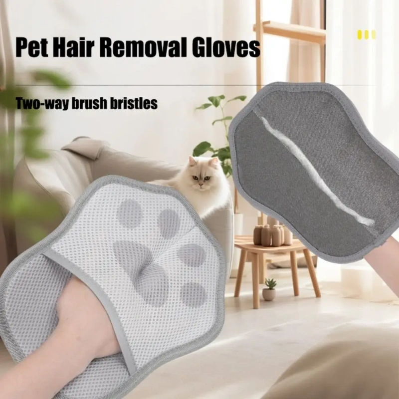 New Two-way Pet Hair Removal Gloves Washable Anti-slip Static Dust Brush Reusable Mesh Cloth Pet Grooming Gloves Home