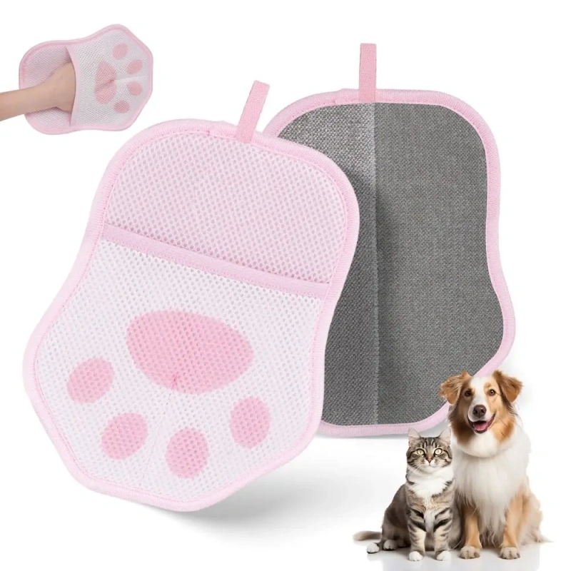 New Two-way Pet Hair Removal Gloves Washable Anti-slip Static Dust Brush Reusable Mesh Cloth Pet Grooming Gloves Home