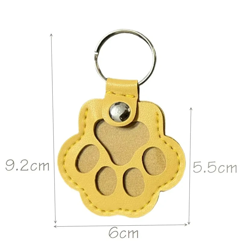 Leather Memorial Pet Hair Storage Bag Cat Paw Keychain Handmade Homemade Pet Memorial Keychain