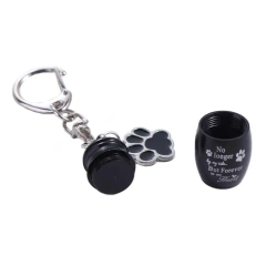 Paw Print Pet Urns Keychain Stainless Steel Waterproof Dog Ashes Keepsake Pet Puppy Wear Resistant Pet Urns Keyring Memorial