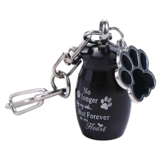 Paw Print Pet Urns Keychain Stainless Steel Waterproof Dog Ashes Keepsake Pet Puppy Wear Resistant Pet Urns Keyring Memorial