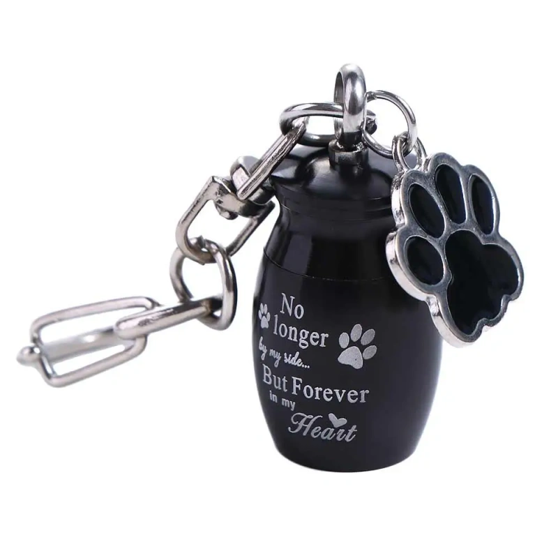 Paw Print Pet Urns Keychain Stainless Steel Waterproof Dog Ashes Keepsake Pet Puppy Wear Resistant Pet Urns Keyring Memorial