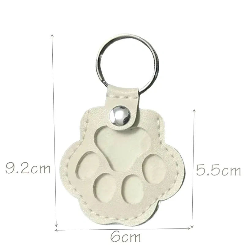 Leather Memorial Pet Hair Storage Bag Cat Paw Keychain Handmade Homemade Pet Memorial Keychain