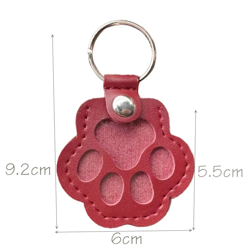 Leather Memorial Pet Hair Storage Bag Cat Paw Keychain Handmade Homemade Pet Memorial Keychain