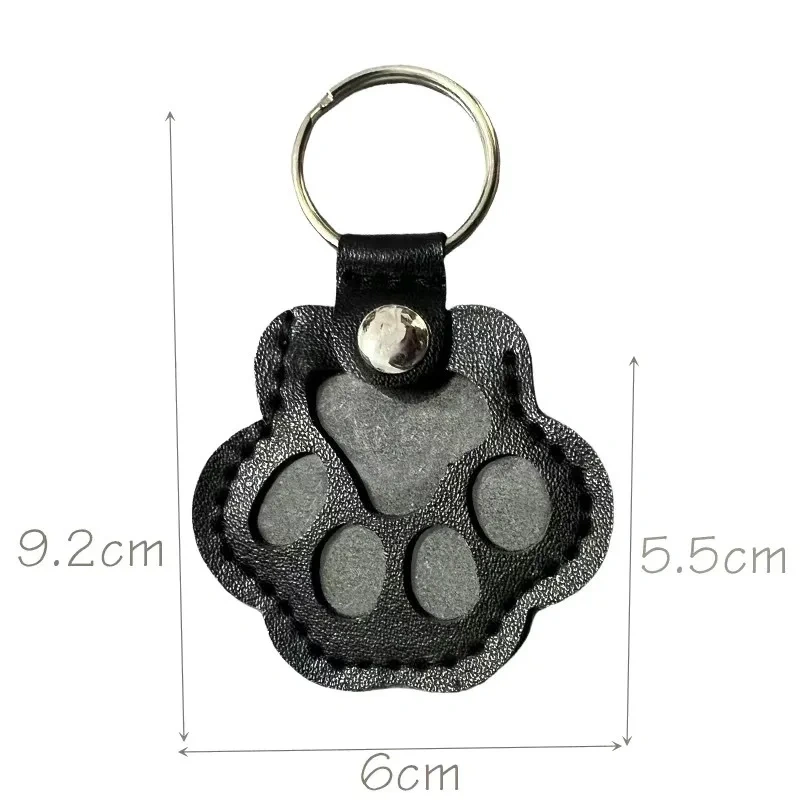 Leather Memorial Pet Hair Storage Bag Cat Paw Keychain Handmade Homemade Pet Memorial Keychain