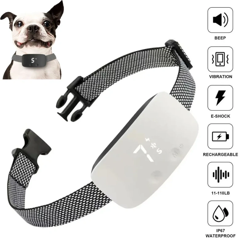 Smart Electric Automatic Training Collar Anti Barking Dog Collar Rechargeable Vibration Stop Bark Collar Device Dog Accessories