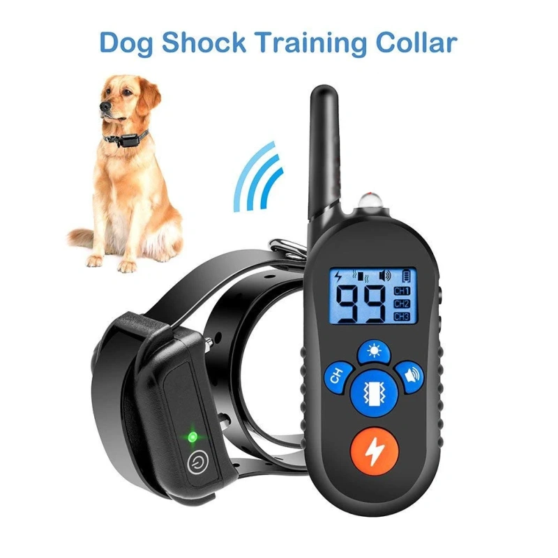 Pet Dog 800m Training Collar Remote Control Electric Shock Warning Vibration Waterproof Dog Trainer Anti Bark Stop Training