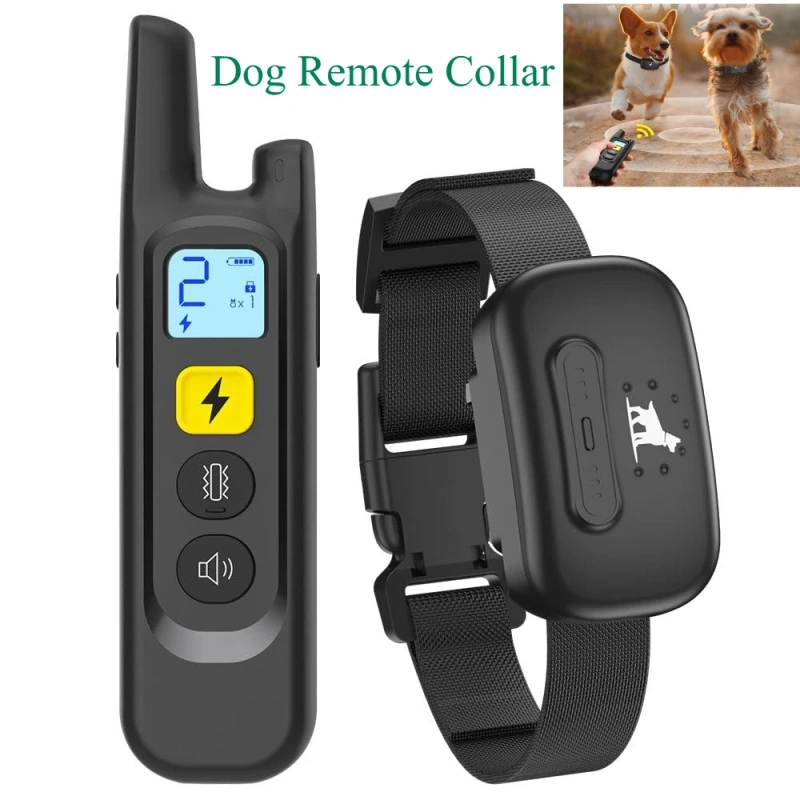 Remote Dog Training Collar System Pet Anti Barking Device Portable 2 in 1 Wireless Electric Dog Fence with Waterproof Charger