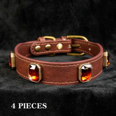 Luxury Water Diamond Crystal Bling Cat and Dog Necklace Rhinestones Puppy Dog Collar PU Leather