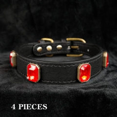 Luxury Water Diamond Crystal Bling Cat and Dog Necklace Rhinestones Puppy Dog Collar PU Leather