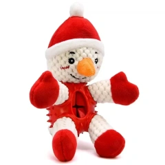 Wholesale Pet Dog Toys Durable Leak Food Santa Claus Snowman Christmas Squeaky Plush Pet Dog Chew Toys