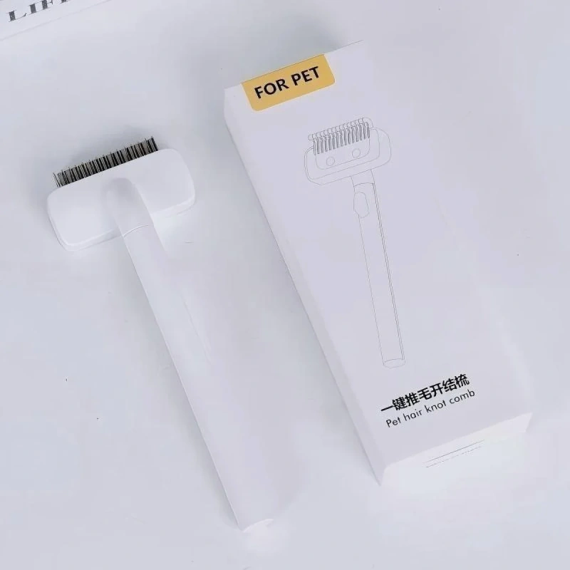 Stainless Steel Pet Comb with Rounded Knife Head - Dog Grooming Tool for Thinning Hair Gentle on Skin