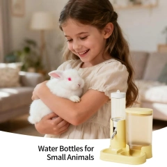Hamster Water Dispenser Small Animal Water Bottle With Food Container Base Detachable Small Animal Drinking Waterer With Food