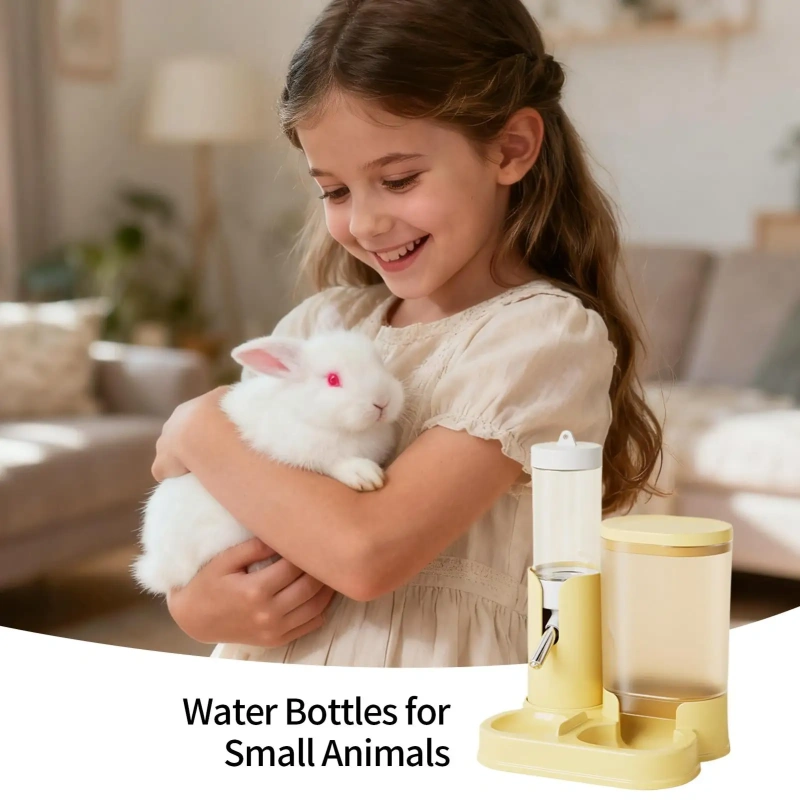 Hamster Water Dispenser Small Animal Water Bottle With Food Container Base Detachable Small Animal Drinking Waterer With Food