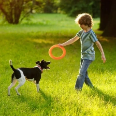 Dog Ring Toys Outdoor Interactive Throwing Dog Toys Flying Floating Training Loop Puller Dog Toys for Large Dog Accessories