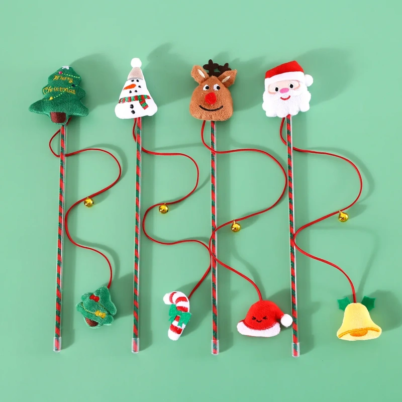 Wholesale Pet Cat Toys Cartoon Christmas Tree Elk Snowman Interactive Christmas Pet Cat Teaser Toys for Cats