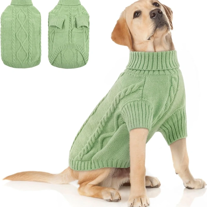 Dog Sweater Warm Knit High Neck, Cozy Winter Pet Clothes for Large Medium Small Dogs, Multiple Colors & Sizes