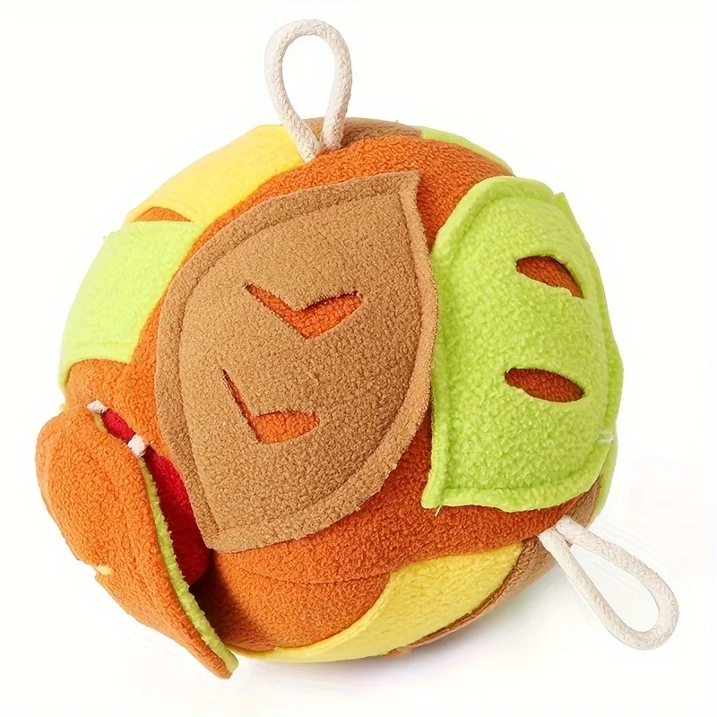 Interactive Puzzle Ball Dog Toy - Plush Chew Toy for Anxiety Relief & IQ Training, Durable Polyester (All-Season Pet Supplies)